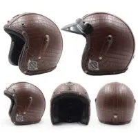 ტყავის მოტო ჩაფხუტი/სკუტერი ვინტაჟური მოტო ჩაფხუტი/ჩაფხუტები - Image 3