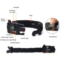 SOS ლაზერის დახმარება სალაშქრო მულტიფუნქციური პარაკორდის სამაჯური (კომპასი,მანათობელი,ინფრარედი,ლაზერი,უნივერსალური პარაკორდის თოკი,ლაშქრობა) - Image 11