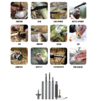 ნაკრები ხელჯოხი მრავალფუნქციური 8-1 ში სალაშქრო/ტურისტული თრეკინგ ჯოხი, მრავალფუნქციური ხელჯოხები სკანდინავიური სიარულისათვის (ხერხი/დანა/კომპასი/სასტვენი/ასანთი) - Image 9