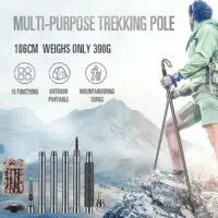 ნაკრები ხელჯოხი მრავალფუნქციური 8-1 ში სალაშქრო/ტურისტული თრეკინგ ჯოხი, მრავალფუნქციური ხელჯოხები სკანდინავიური სიარულისათვის (ხერხი/დანა/კომპასი/სასტვენი/ასანთი) - Image 15