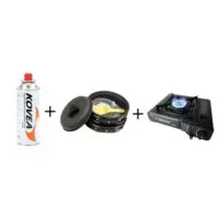 A set of portable gas stove, gas cylinder (KOVEA KGF-0220) 220 g, a set of pots and pans for hiking - Image 2
