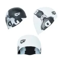 Pool swimming cap Arena, reversible cap in two colors, white and black/Sport