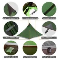 Tent 1 Person NatureHike NH17T030-L +1pc trekking pool Hiking Tents, Hiking Equipment/Hiking - Image 6