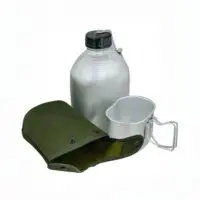 მათარა 1,3ლ. ალუმინის  სამხედრო ლაშქრობის, ქვაბი საჭმლის მომზადებისთვის ტურიზმის, მოგზაურობისთვის/სალაშქრო/პორტატული ალუმინის სამხედრო წყლის ბოთლი ჭიქით და სახურავით/ჭიქა, ჭიქები (მათარა, ჭურჭელი,კოლბა) - Image 2