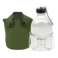 მათარა 1,3ლ. ალუმინის  სამხედრო ლაშქრობის, ქვაბი საჭმლის მომზადებისთვის ტურიზმის, მოგზაურობისთვის/სალაშქრო/პორტატული ალუმინის სამხედრო წყლის ბოთლი ჭიქით და სახურავით/ჭიქა, ჭიქები (მათარა, ჭურჭელი,კოლბა) - Image 3