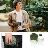 მათარა 1,3ლ. ალუმინის  სამხედრო ლაშქრობის, ქვაბი საჭმლის მომზადებისთვის ტურიზმის, მოგზაურობისთვის/სალაშქრო/პორტატული ალუმინის სამხედრო წყლის ბოთლი ჭიქით და სახურავით/ჭიქა, ჭიქები (მათარა, ჭურჭელი,კოლბა)