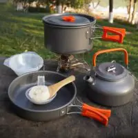 Набор походной СAMPSOR посуды  для 4-5 человек из кастрюли и чайника антипригарным покрытием  для кемпинга на открытом воздухе/походный набор (походная кухня) — изображение 8