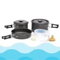Набор походной посуды  для 2-3 человек DS-300 /Набор посуды для походов на 2-3 человека (посуда), кастрюля, кастрюля, чайник, походная посуда, кухонный набор для пикника, набор кастрюль и сковородок — изображение 4