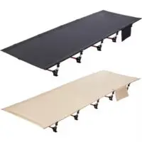 Camping Beds Ultralight Camping Bed, Easy to Assemble, Foldable Tent Bed, Compact and Portable Camping Bed for Camping, Mountaineering and Hiking, Holds 150kg with Carry Bag, Khaki and Black.