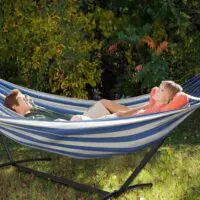 Metal hammock stand with two person hammock/double hammock with iron structure, bracket, hammock stand (hammock comes as a gift) - Image 2