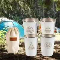 4 шт. чашки 350 ml из нержавеющей стали для кемпинга, походов, пикника из нержавеющей стали 304 стакан для кемпинга, бокал для вина, кофейная чашка, чашки для пикника, пивная кружки для барбекю, набор чашек — изображение 11