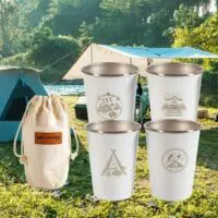 4 шт. чашки 350 ml из нержавеющей стали для кемпинга, походов, пикника из нержавеющей стали 304 стакан для кемпинга, бокал для вина, кофейная чашка, чашки для пикника, пивная кружки для барбекю, набор чашек — изображение 13