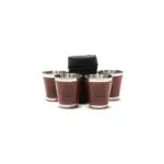 Стаканы GEORGIA из нержавеющей стали объёмом 70 мл, небольшие походные стаканы, 4 стакана из нержавеющей стали с кожаным чехлом и застёжкой-молнией, рюмки из нержавеющей стали, набор небольших стаканов из нержавеющей стали, небольшие металлические стаканы