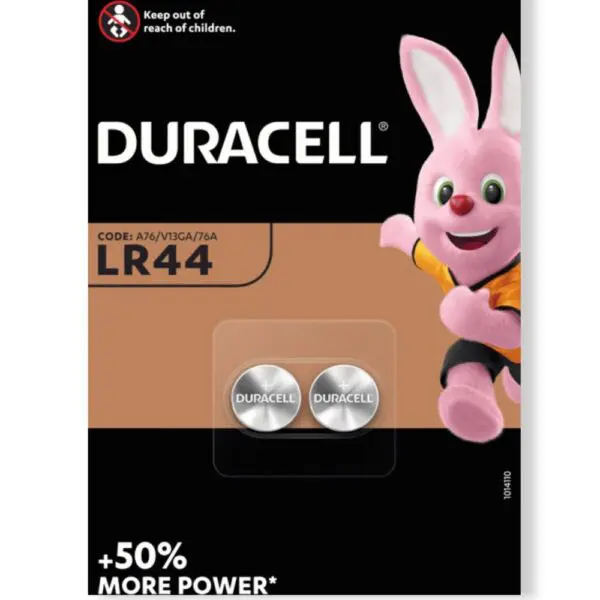 Pair of batteries Duracell LR44/5000394504424 (2 pieces), Duracell batteries