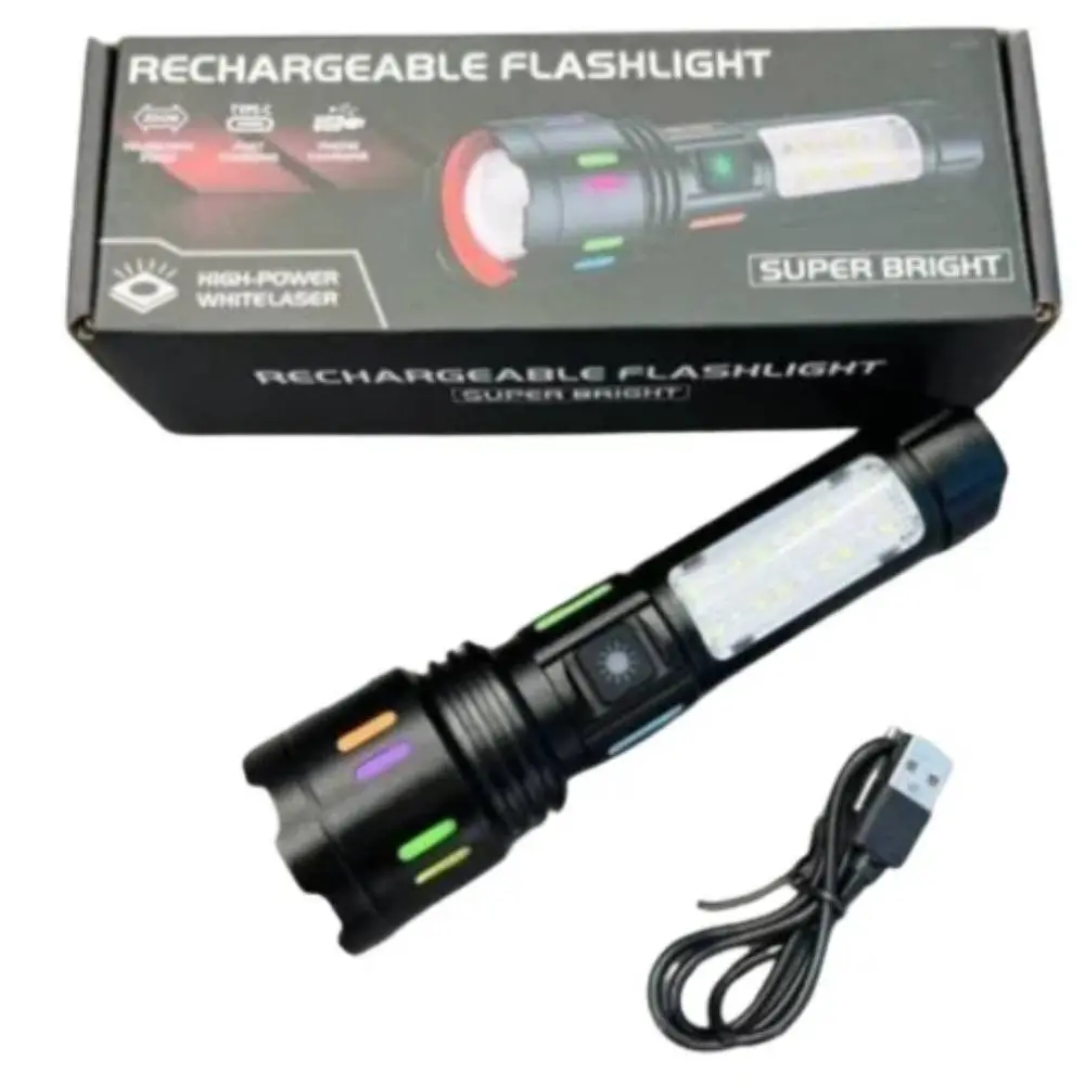 11fonchkarirqe Flashlight, rechargeable powerful flashlight with zoom and built-in side light 917 - Image 1