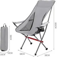 Походный стул, качественный сверхлегкий складной походный стул с высокой спинкой, походный стул с высокой спинкой для отдыха на природе, пляжа, пикника, рыбалки. — изображение 4
