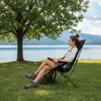 Походный стул, качественный сверхлегкий складной походный стул с высокой спинкой, походный стул с высокой спинкой для отдыха на природе, пляжа, пикника, рыбалки. — изображение 8