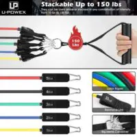 U-POWEX ჟგუტი ესპანდერი 11 ცალი 150LB  ნაკრები ფიტნეს  ჟგუტები/ესპანდერები (ფიტნეს სპორტული რეზინა, ჟგუტი წელვადი, მინი ტრენაჟორი,ფიტნესი) - Image 5