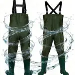 სათევზაო კომბინიზონი, 70D ნეილონის სილიკონით, სანადირო კომბინეზონები ბოტებით, წყალგაუმტარი PVC სათევზაო შარვალი რეგულირებადი მხრის თასმით