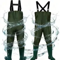 სათევზაო კომბინიზონი, 70D ნეილონის სილიკონით, სანადირო კომბინეზონები ბოტებით, წყალგაუმტარი PVC სათევზაო შარვალი რეგულირებადი მხრის თასმით
