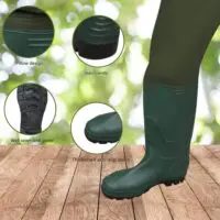 სათევზაო კომბინიზონი, 70D ნეილონის სილიკონით, სანადირო კომბინეზონები ბოტებით, წყალგაუმტარი PVC სათევზაო შარვალი რეგულირებადი მხრის თასმით - Image 3