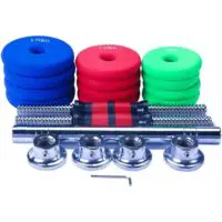 Dumbbells, free weight dumbbells, colorful neoprene covered dumbbell set with metal handles, comes with connecting rod, used as barbell strength training equipment. - Image 2