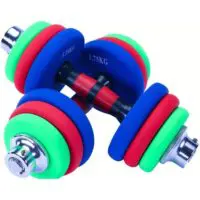 Dumbbells, free weight dumbbells, colorful neoprene covered dumbbell set with metal handles, comes with connecting rod, used as barbell strength training equipment. - Image 4