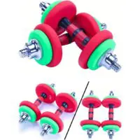 Dumbbells, free weight dumbbells, colorful neoprene covered dumbbell set with metal handles, comes with connecting rod, used as barbell strength training equipment. - Image 6
