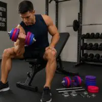 Dumbbells, free weight dumbbells, colorful neoprene covered dumbbell set with metal handles, comes with connecting rod, used as barbell strength training equipment. - Image 8