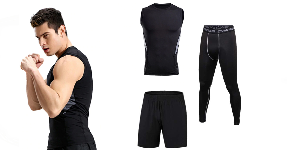 Buy 3 Pcs Mens Fitness Gym Clothing Set,Sports Wear Exercise Clothes Men  Activewear,Base Layers Shirts+Loose Fitting Shorts+Compression Pants for  Workout Training Running Online at desertcartSeychelles