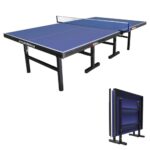 ტენისის დასაკეცი მაგიდა გარე/შიდა გამოყენებისთვის, ჩოგბურთის მაგიდები ბორბლებით პროფესიონალური მაგიდა  სკოლის სახლის შეჯიბრებზე სათამაშოთ პინგ პონგის მაგიდა/ტენისის მაგიდა (პინკ პონგის მაგიდა)