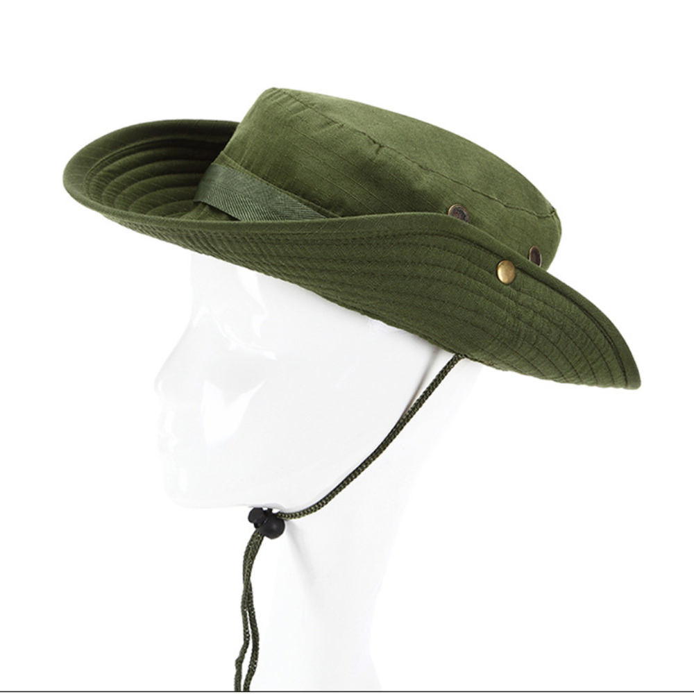LOOGDEEL Outdoor Climbing Hat Waterproof Big Brim Hiking Fishing Sunshade  Cap Sun Protection Adjustable Bucket Hat Men Women Color: Army Green