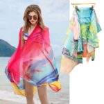 Шарф-парео, для моря, повседневный воздушный шифон, прозрачные шарфы