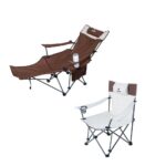 გასაშლელი სკამი ბალიშით და ფეხის საყრდენით/დასაკეცი სალაშქრო სკამი/სათევზაო სკამი Chanodug (სალაშქრო ავეჯი) შეზლონგი