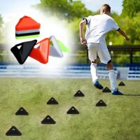 ფიშკები 40 ცალი ფეხბურთის  სამკუთხა ნაკრები კონუსი ვარჯიშისთვის სტადიონზე თამაშებისთვის / მარკერი სავარჯიშო მანევრირებისთვის avessa