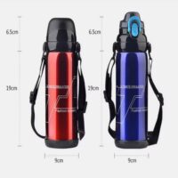 800ml Thermos Double Lid, Stainless Steel Large Capacity Sports Travel Thermoses, Portable Cup with Strap Water Cup - Image 12