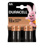 ელემენტი Duracell Basic AA 1.5V LR6/5000394052536, ბატარეა 4 ც, დურასელის ელემენტები ჩვეულებრივზე 15-ჯერ მეტი
