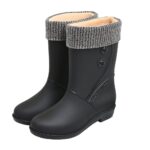 ქალის დათბილული რეზინის ჩექმა,თბილი ჩექმები/ზამთრის დაბალქუსლიანი ბოტები/ჩექმები/ბოტი ჩექმა ქალებისთვის/ბოტები (ჩექმა ფეხსაცმელები,რეზინის)