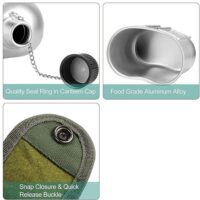 მათარა 1,3ლ. ალუმინის სამხედრო ლაშქრობის, ქვაბი საჭმლის მომზადებისთვის ტურიზმის, მოგზაურობისთვის/სალაშქრო/პორტატული ალუმინის სამხედრო წყლის ბოთლი ჭიქით და სახურავით/ჭიქა, ჭიქები (მათარა, ჭურჭელი,კოლბა) - Image 10