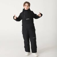 სათხილამურო  კომბინიზონი 4-16 წლამდე კოსტიუმები ბავშვებისთვის, საბავშვო, მოზრდილების ბიჭები და გოგონები თბილი შესქელებული ქარგაუმტარი წყალგაუმტარი აცვიათ მდგრადი ერთი დაფის ორმაგი დაფის ერთ ცალი სათხილამურო კოსტუმი - Image 3