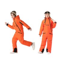 სათხილამურო  კომბინიზონი 4-16 წლამდე კოსტიუმები ბავშვებისთვის, საბავშვო, მოზრდილების ბიჭები და გოგონები თბილი შესქელებული ქარგაუმტარი წყალგაუმტარი აცვიათ მდგრადი ერთი დაფის ორმაგი დაფის ერთ ცალი სათხილამურო კოსტუმი - Image 10