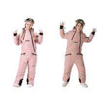 სათხილამურო  კომბინიზონი 4-16 წლამდე კოსტიუმები ბავშვებისთვის, საბავშვო, მოზრდილების ბიჭები და გოგონები თბილი შესქელებული ქარგაუმტარი წყალგაუმტარი აცვიათ მდგრადი ერთი დაფის ორმაგი დაფის ერთ ცალი სათხილამურო კოსტუმი - Image 7