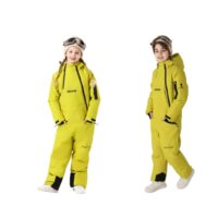 სათხილამურო  კომბინიზონი 4-16 წლამდე კოსტიუმები ბავშვებისთვის, საბავშვო, მოზრდილების ბიჭები და გოგონები თბილი შესქელებული ქარგაუმტარი წყალგაუმტარი აცვიათ მდგრადი ერთი დაფის ორმაგი დაფის ერთ ცალი სათხილამურო კოსტუმი - Image 14