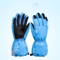 Ski gloves for 4-14 years old, winter children's windproof warm plus velvet thickened outdoor cycling five-finger gloves - Image 4
