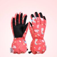 Ski gloves for 4-14 years old, winter children's windproof warm plus velvet thickened outdoor cycling five-finger gloves - Image 2