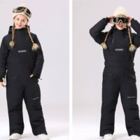 სათხილამურო  კომბინიზონი 4-16 წლამდე კოსტიუმები ბავშვებისთვის, საბავშვო, მოზრდილების ბიჭები და გოგონები თბილი შესქელებული ქარგაუმტარი წყალგაუმტარი აცვიათ მდგრადი ერთი დაფის ორმაგი დაფის ერთ ცალი სათხილამურო კოსტუმი - Image 5