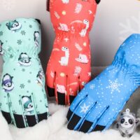 Ski gloves for 4-14 years old, winter children's windproof warm plus velvet thickened outdoor cycling five-finger gloves - Image 10