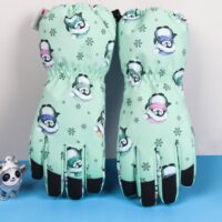 Ski gloves for 4-14 years old, winter children's windproof warm plus velvet thickened outdoor cycling five-finger gloves - Image 8