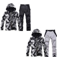 სათხილამურო კოსტუმი ორეული ზედა ქვედა მამაკაცებისთვის, ზამთრის კომბინიზონი, ზამთრის ქურთუკი შარვალი პაჟებით