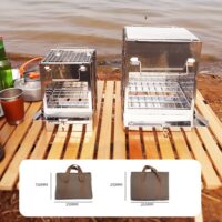 პორტატული ხის ღუმელი სალაშქრო უჟანგავი ფოლადის დასაკეცი მსუბუქი კემპინგ ქურები სამოგზაურო BBQ/ბარბექიუ პიკნიკი ლაშქრობა/პიკნიკი ღუმელი/ ღუმელი/საქვაბე - Image 8